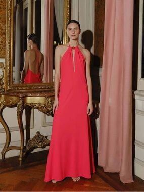 Baobab Collection Coral Pink Backless Halter Maxi Dress